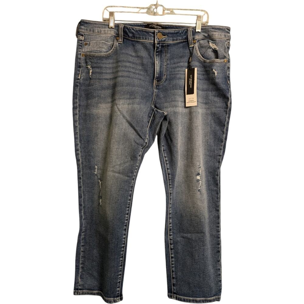 NWT Liverpool Kennedy Distressed Crop Mid Rise Jeans ECO Style 16W